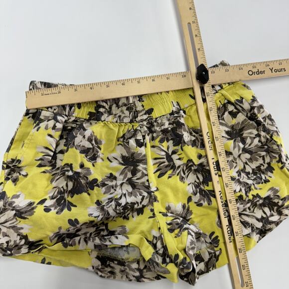 J Crew Shorts Womens Small Yellow Floral Print Linen Cotton Blend Summer Casual - Picture 6 of 7